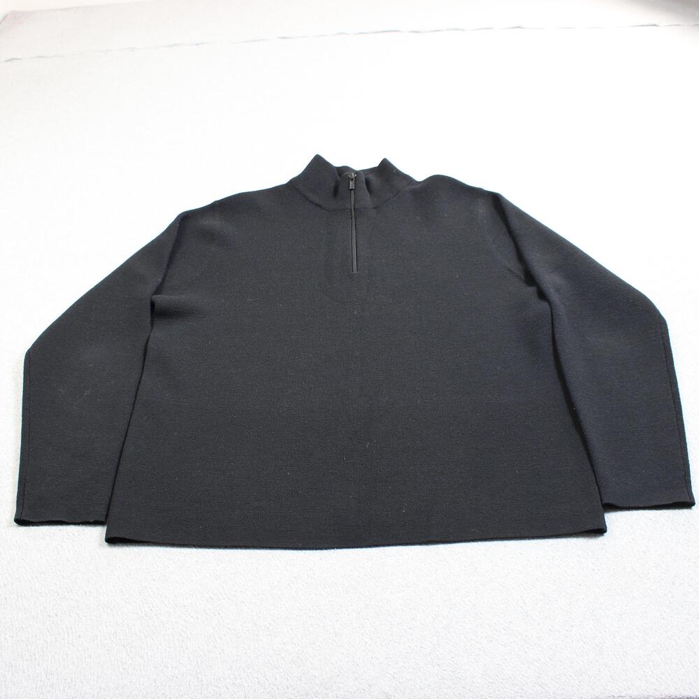 Vintage Banana Republic Wool Sweater Men XL Black 1/4 Zip Mock Neck Heritage 90s